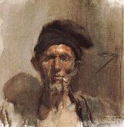 Joaquin Sorolla Smoking old man Germany oil painting artist